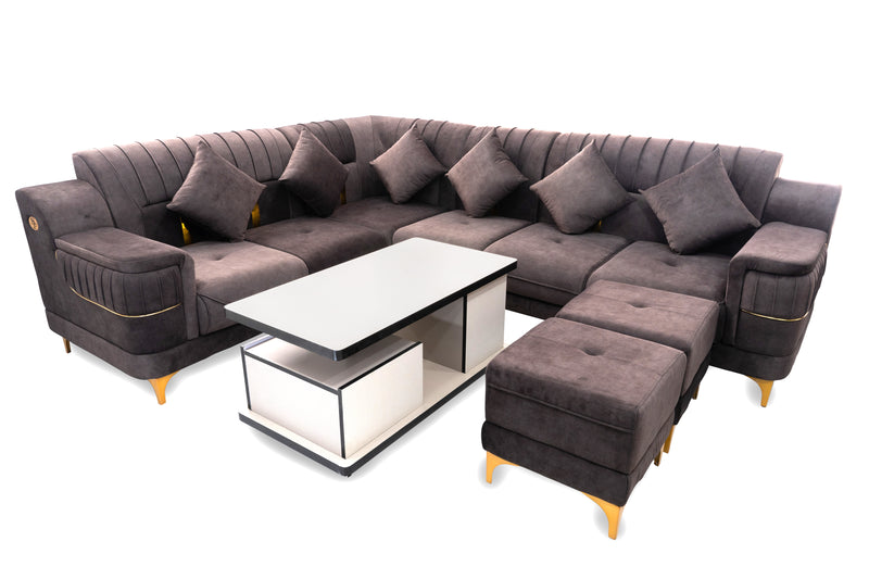 6-Seater Sofa + 2 Extra Stools