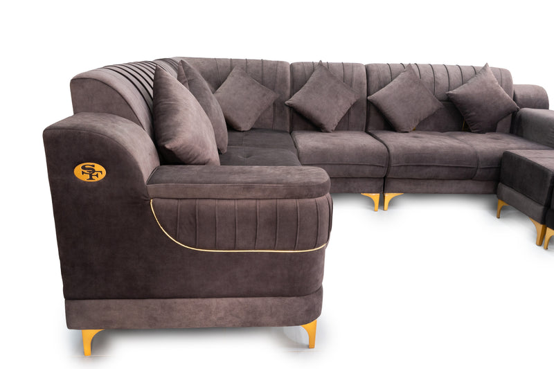 6-Seater Sofa + 2 Extra Stools